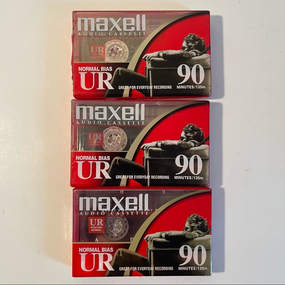 Blank Maxell UR 90 Cassette Tapes - Lot of 3